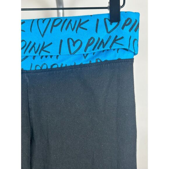 Victoria Secret Fold over Leggings Large spell out VINTAGE Black - Picture 3 of 4